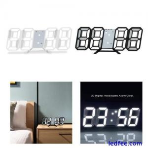 Digital 3D LED Big Wall Desk Alarm Clock LED Wall Clock White,black B7V4