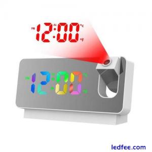 Projection Alarm Clock LED Mirrors Screen w/ Time Date Temperature Display,