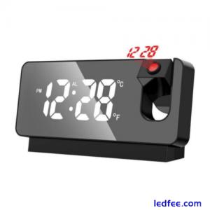 LED Display Projection Alarm Clock Mirror Snooze Alarm 12H/24H Digital Desk USB