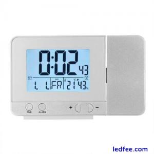(Silver)LED Multifunction Projection Digital Alarm Clock Temperature CM
