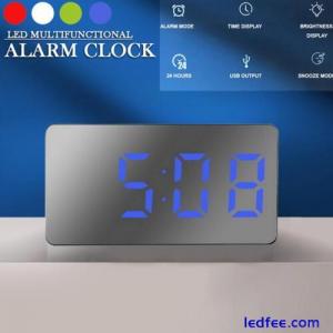 LED Mirror Alarm Clock Multifunctional Mini Electronic Alarm Clock For Bedroo HD