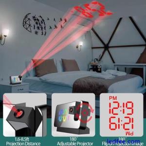 Projection Alarm Clock LED Mirror Screen w/ Time Date Temperature W Display A8V6
