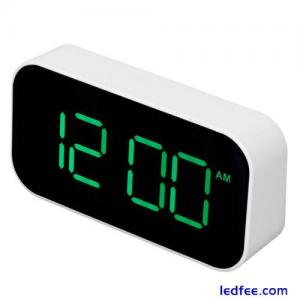 LED Digital Alarm Clock Brightness Adjustable 12/24Hr White Shell Green Font New