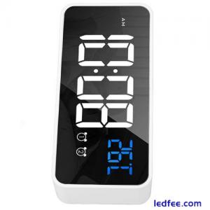 Bedrooms Mirror LED Alarm Clock Rechargeable Voice Activated Clock White TDW