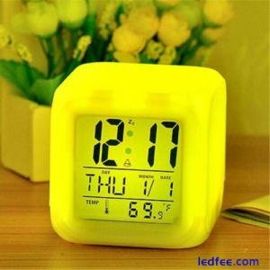 Cube Nightlight Alarm Clock 7 Colors LED Clock Digital Clock  Home Decor
