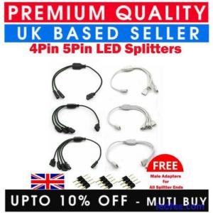 4/5 PINS LED STRIP SPLITTER CABLE 2/3/4 WAY MALE ADAPTER 3528 5050 5630 RGB/W UK