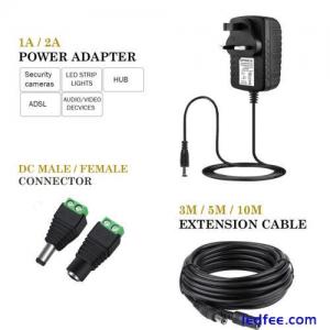 12V AC/DC 1A 2A Adapter UK Power Supply Safety Charger For LED Strip CCTV Camera