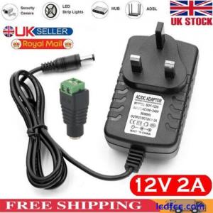 12V-2A Power Supply UK Plug AC-DC Safety Adapter 60W For CCTV/Camera/LED Strip