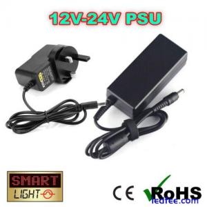 12V/24V DC 3-Pin UK Power Supply/Adaptor LED Strips/CCTV/Label Printers - 2.1mm