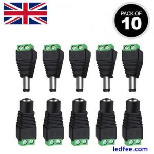 10 x DC Power Male + Female Connector Plug Adapter 3528 5050 LED Strips CCTV
