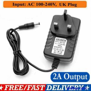 12V 2A AC DC POWER SUPPLY ADAPTER MAINS LED STRIP TRANSFORMER CHARGER UK