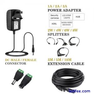 12V 1A-3A Adapter AC/DC UK Power Supply Charger For LED Strip CCTV Camera