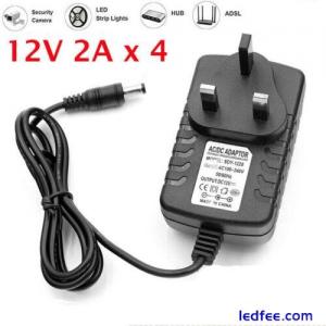 12V 2A x 4 AC/DC POWER SUPPLY ADAPTER MAINS LED STRIP TRANSFORMER CHARGER