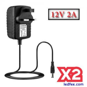 2 x 2A AC/DC UK Power Supply Adapter Safety Charger For LED Strip CCTV Camera