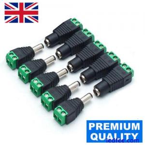 10 x 12V DC MALE FEMALE POWER CONNECTOR ADAPTER SOCKET JACK PLUG FOR CCTV CABLES