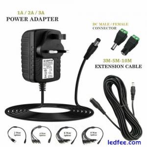 AC/DC 12V 1A 2A UK Power Supply Adapter Safety Charger For LED Strip CCTV Camera