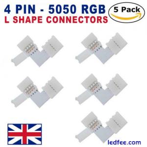 5 X 5050 RGB LED STRIP LIGHT L SHAPE CORNER CONNECTORS ADAPTERS 90 DEGREE JOINT