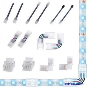 Solderless LED Adapter Light Connectors for 8mm 10mm 4 Pin RGB LED Strip Lights