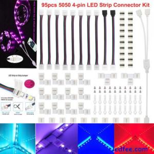 95Pcs 4 Pin RGB 5050 LED Connector for LED Strip Light Connectors Accessories