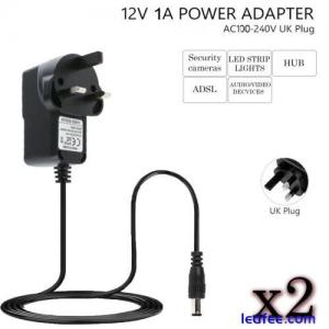 Pack of 2 AC/DC 12V 1A  1000mA 100-240V AC UK POWER SUPPLY ADAPTER CHARGER MAINS