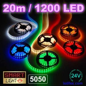 24V 20M 1200 LED Strip Light Tape XMAS Cabinet Kitchen Ceiling Flexible SMD 5050