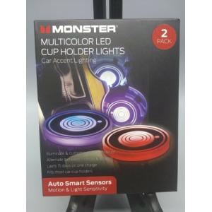 MONSTER  2 PCK MULTICOLOR LED CUP HOLDER LIGHTS Car Accent Light CAR ACCESSORIES