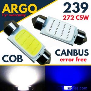 39mm 239 Number Plate Cob Led White Blue 6w 272 C5w Reg Light Smd Bulbs 12v