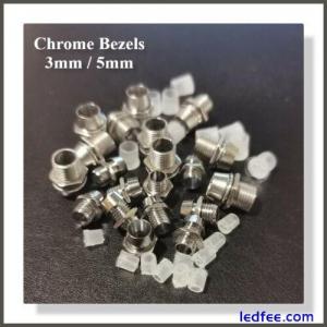 3mm / 5mm LED Chrome Metal Bezel Bulb Holder (2pcs / 5pcs / 10pcs)
