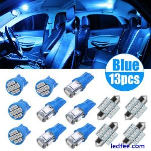 13Pcs Car Blue Interior LED Lights Dome Map License Plate Lamp Kit Accessories