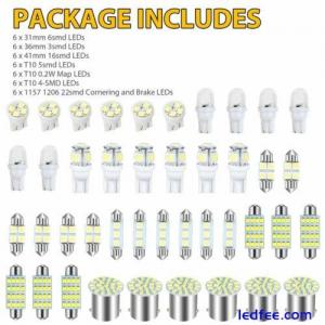 42× Car Interior Combo LED Map Dome Door Trunk License Plate Light Bulbs White
