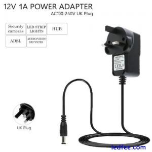 1A Power Supply Adapter 12V Charger AC DC For CCTV DVR Camera LED Strips UK Plug