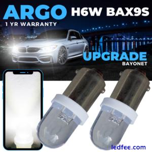 H6w Led White Side Light Bulbs Super Ice Xenon 433 434 Bax9s Offset Pins Hid 2x