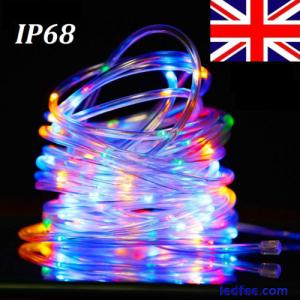 Solar Powered Rope LED String Fairy Lights Strip Waterproof Outdoor Garden Patio