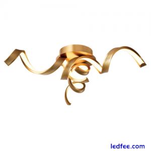 Stunning Contemporary Brushed Gold LED Ceiling Light with Ribbon Style Strips...