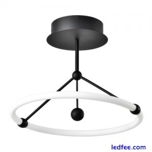 Sleek Contemporary Matt Black Sand Ceiling Light with Opal LED Circular Ring ...