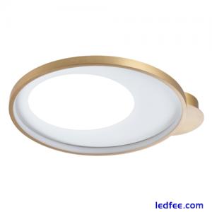 Modern Brushed Gold Low Energy LED Ceiling Light with Inner Opal White Acryli...