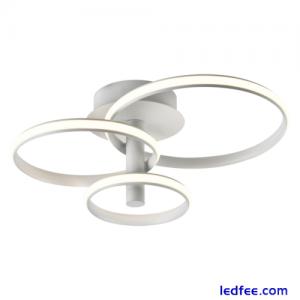 Modern Designer Matt White Triple Ring Low Energy LED Ceiling Light Fitting b...