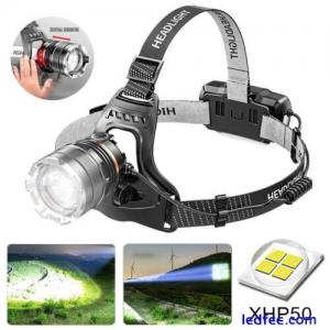 Waterproof LED Induction Headlamp Rechargeable Zoom Head Torch Fishing Head Lamp