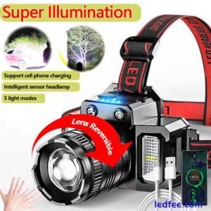 Super Bright COB LED Headlamp Headlight Zoom Head Torch Rechargeable Waterproof