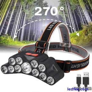 1/5x LED Headlamp Head Torch 900000LM Head Band Camping Hiking USB Rechargeable