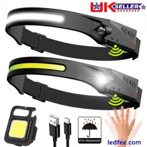 LED Headlamp Rechargeable Head Torch Headlight Flashlight for Camping Fishing UK