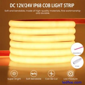 COB LED Strip 12V 24V 320LEDs/m High Density Tape Rope Lights IP68 Waterproof UK