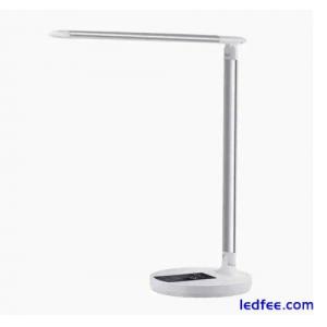 Desk Lamp Light LED Table Dimmable Alarm Calendar Thermometer 5 Mode USB 180°