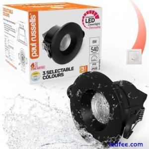 Fire Rated CCT LED Dimmable Downlight Bathroom Spotlights IP65 Black Cool White 