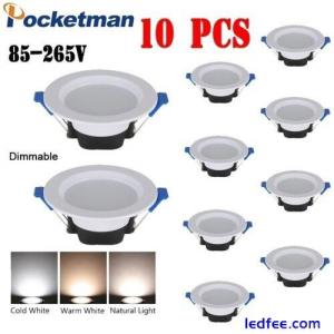 4/10PC 7W 3Color LED Dimmable Downlight Recessed Ceiling Panel Light 85-265V