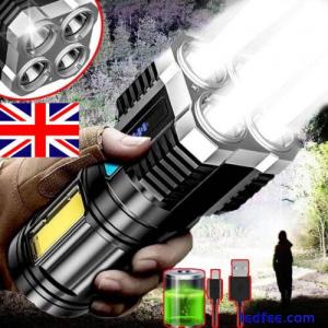Super Bright 4X LED Flashlight 1900000LM Torch USB Rechargeable Lamp Work Light