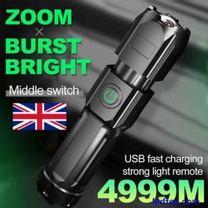 100000 Lumens LED Rechargeable High Power Super Bright Flashlight Tactical Torch
