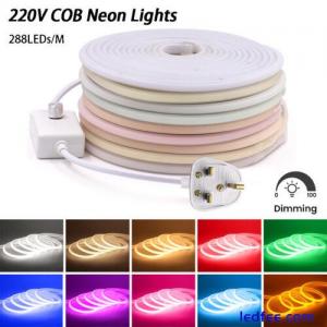 COB Neon LED Strip Lights 220V 240V 0.5-20m Waterproof Dimmable Rope DIY UK plug
