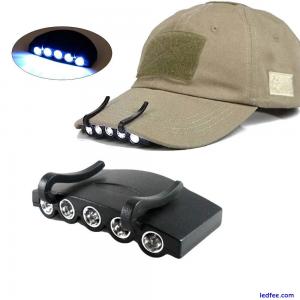 5-LED Flash Hiking Camping Headlamp Hat Clip Lights Headlight Cap Brim Lamp