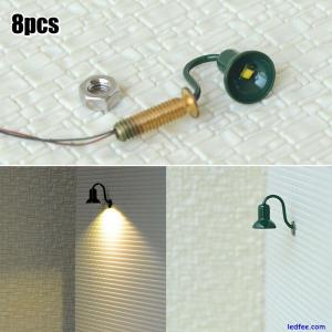 8 Pcs O Gauge LED Street Wall Light Model Train Path Lamp Post+Resistors Durable